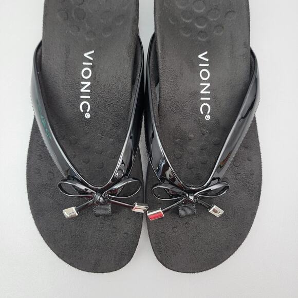 Vionic Bella II Black Thong Bow Slide Flip Flop Sandals Comfort Womens Size 6 - Picture 3 of 7